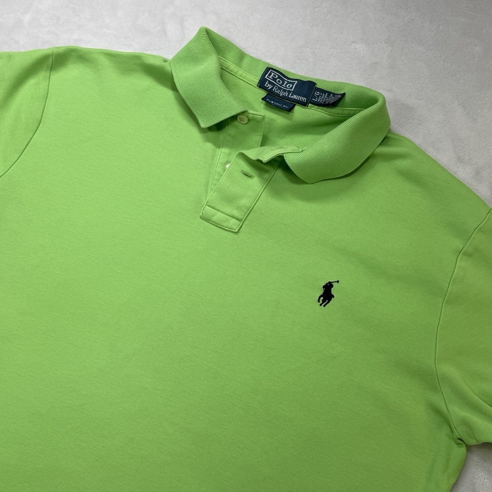 Polo‎ Ralph Lauren Custom Fit Polo Shirt Lime Green L 90s Y2K Preppy Ivy